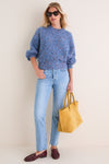 Retro Blue Jasper Slouchy Speckled Crewneck Sweater