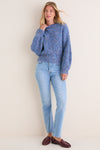 Retro Blue Jasper Slouchy Speckled Crewneck Sweater