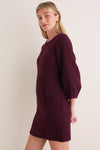 Dark Cherry Rayna Bubble Sleeve Tweed Mini Dress