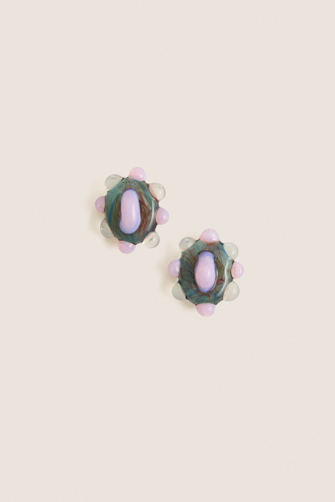 Pink and Blue Glass Lumira Earrings