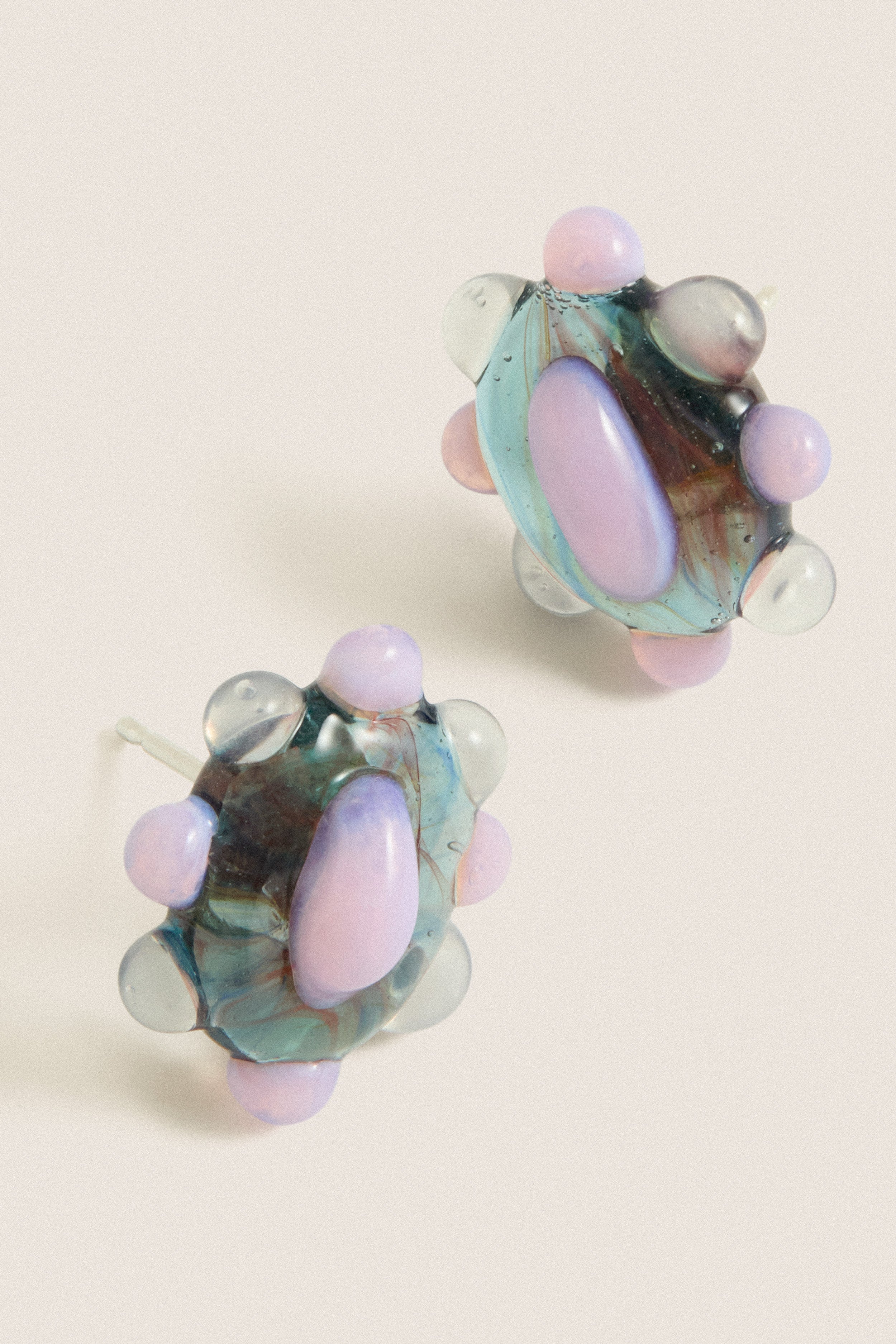 Pink and Blue Glass Lumira Earrings