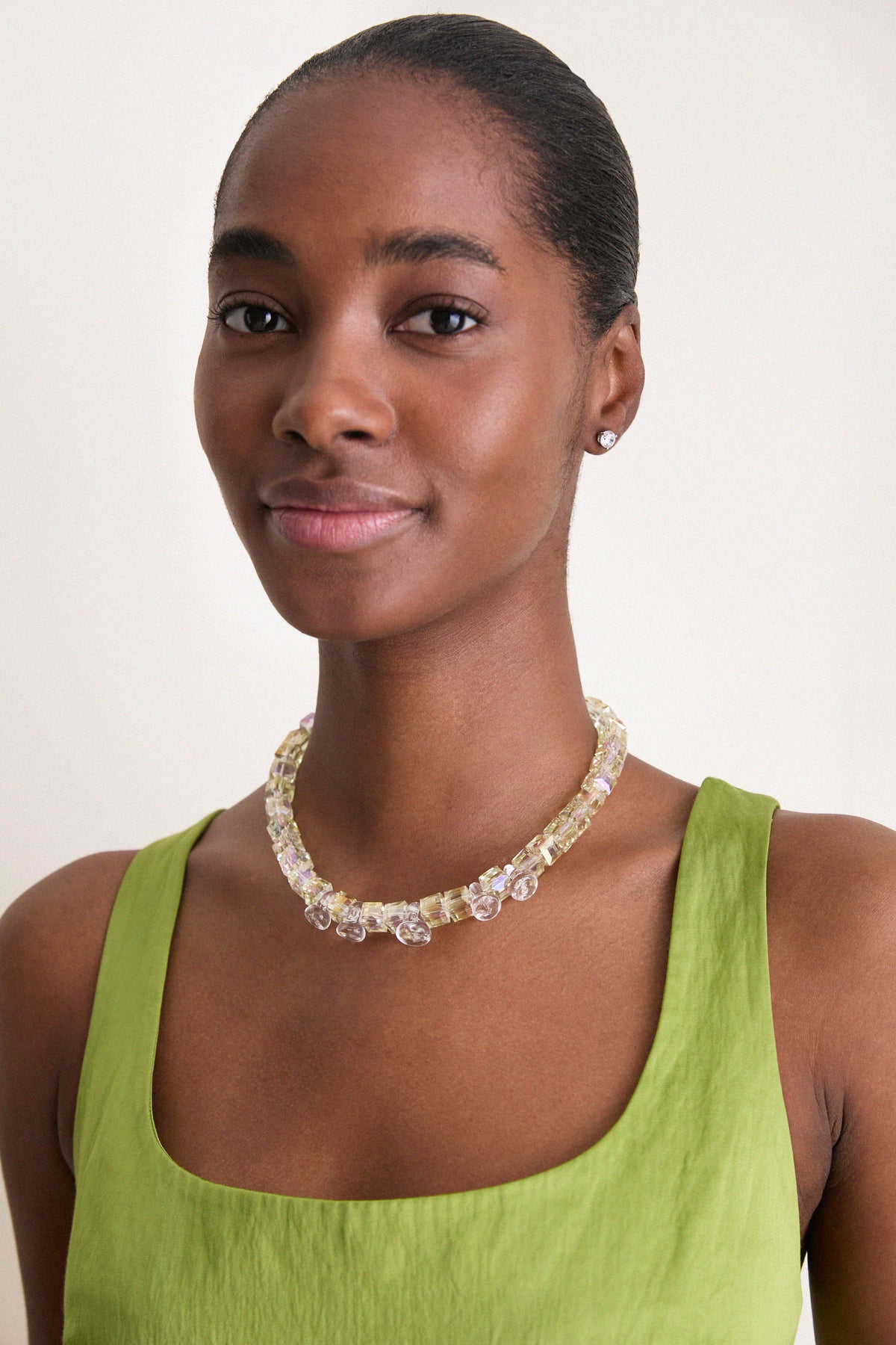 Clear and Light Yellow Glass Skadi Necklace