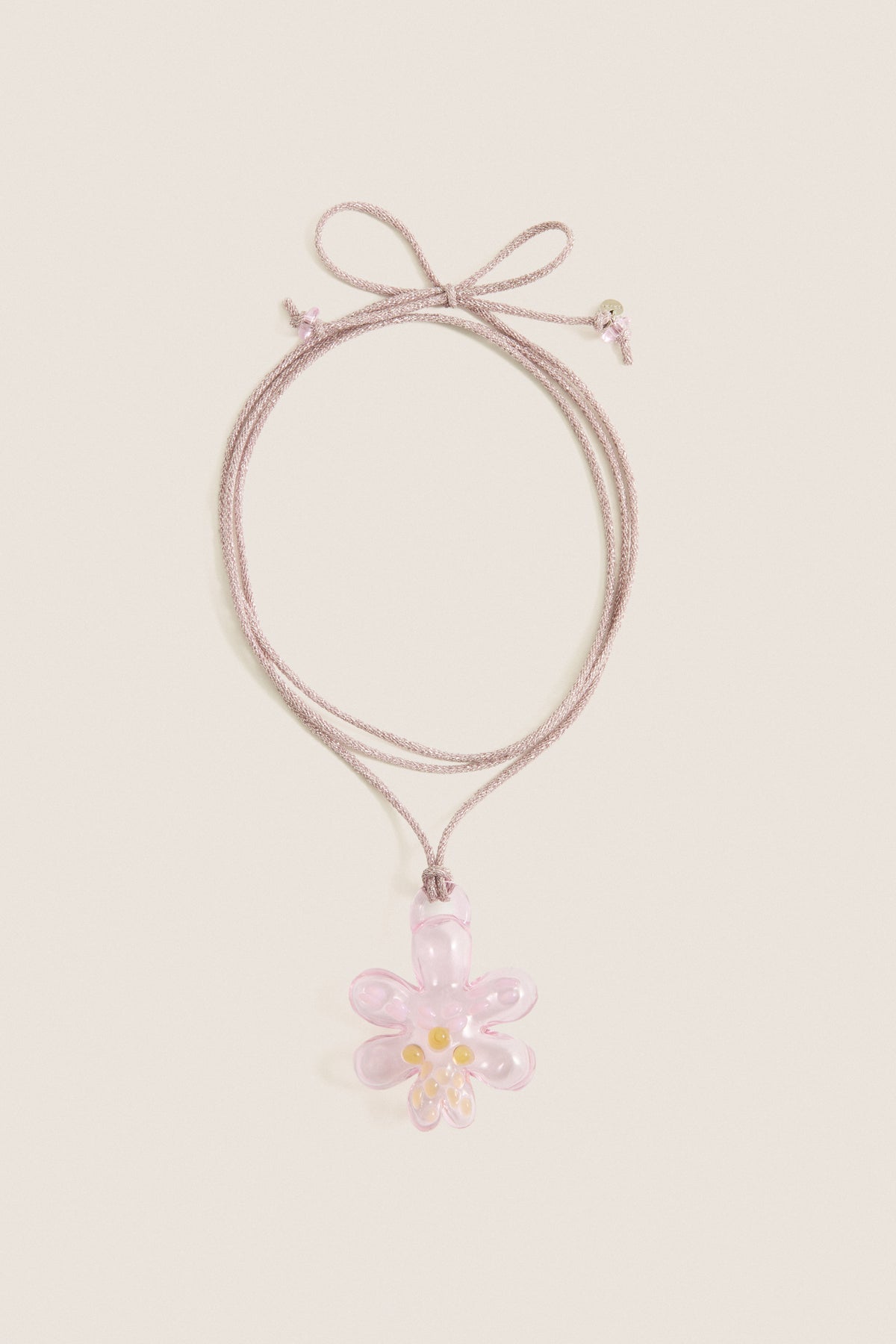 Pink Glass Orchid Necklace