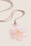 Pink Glass Orchid Necklace