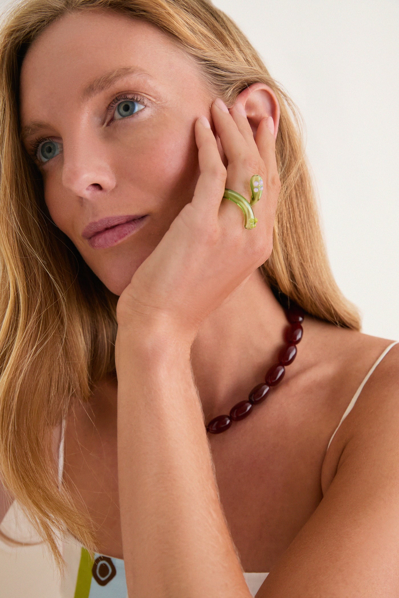 Green Glass Liana Ring