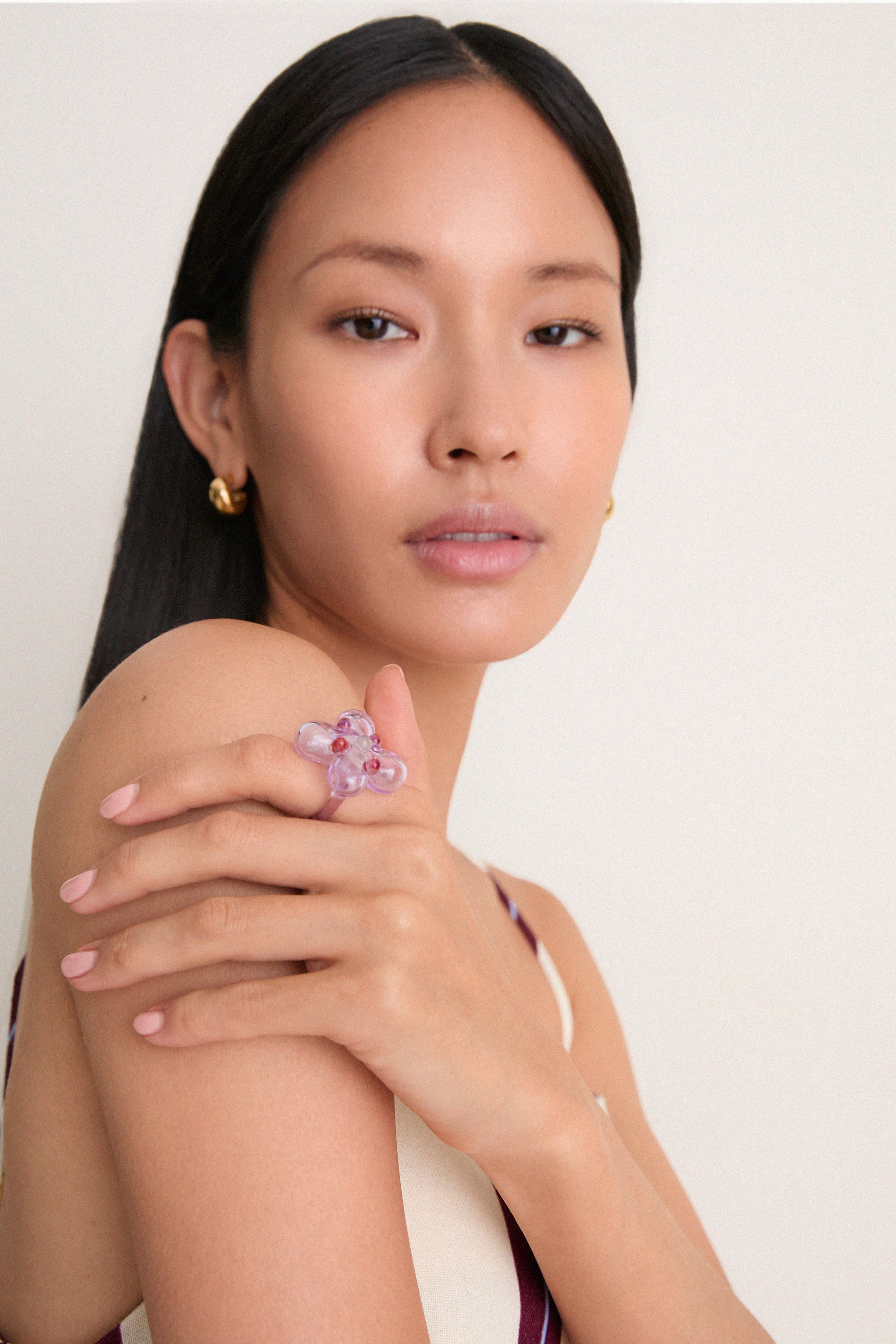 Violet and Burgundy Glass Cherie Ring