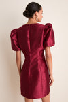 Cabernet Puff Sleeve Valentina Mini Dress