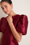 Cabernet Puff Sleeve Valentina Mini Dress