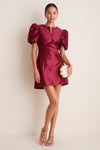 Cabernet Puff Sleeve Valentina Mini Dress