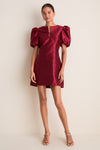 Cabernet Puff Sleeve Valentina Mini Dress