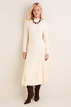 Cream Ribbed Knit Corey Midi Dress