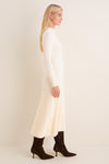 Cream Ribbed Knit Corey Midi Dress