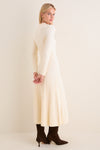 Cream Ribbed Knit Corey Midi Dress