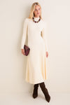 Cream Ribbed Knit Corey Midi Dress