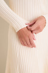 Cream Ribbed Knit Corey Midi Dress