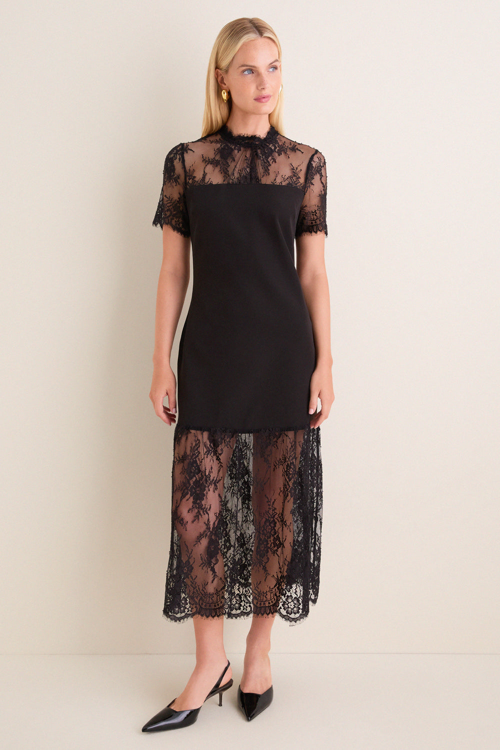 Black Lace Adelia Midi Dress
