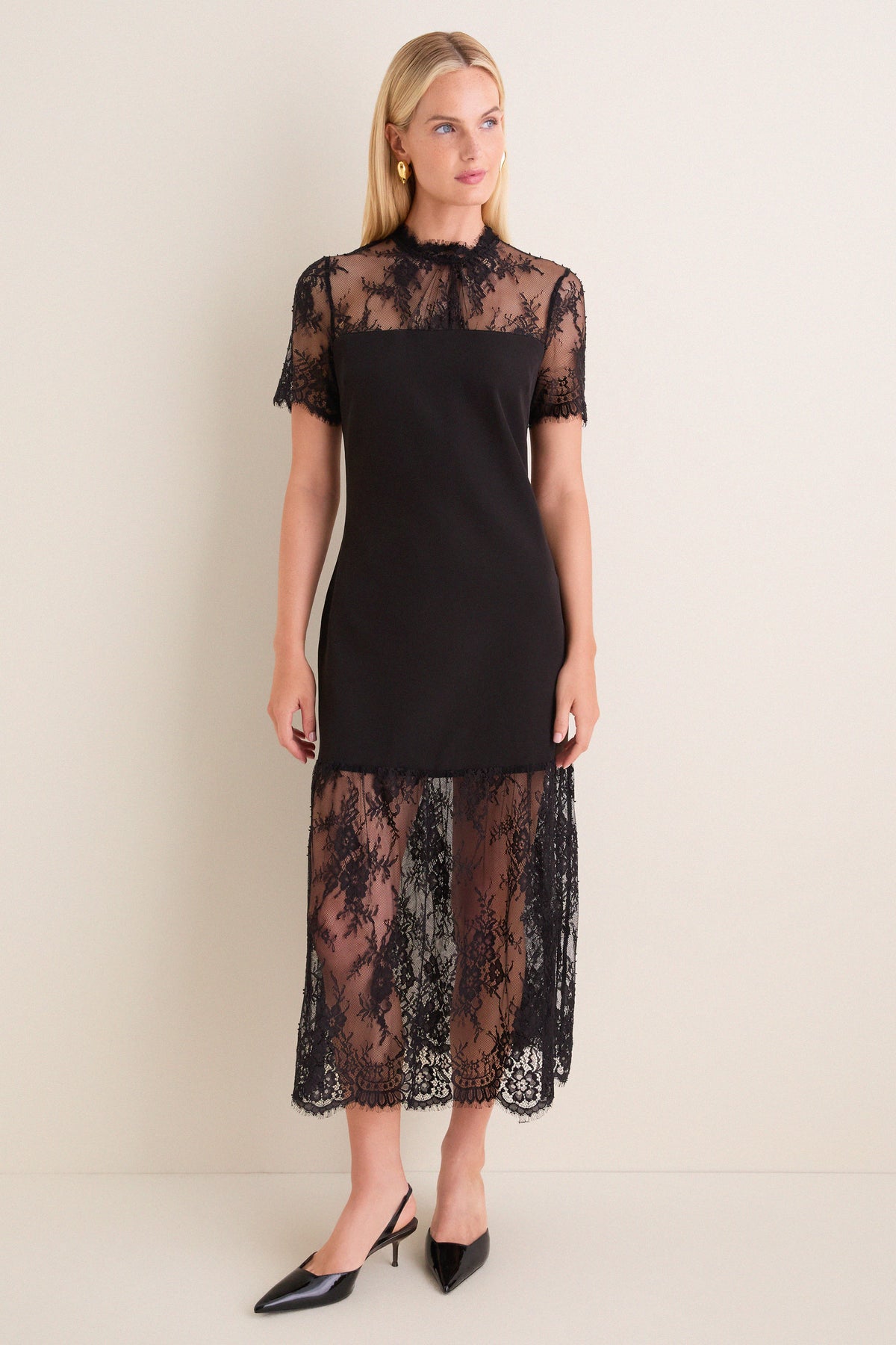 Black Lace Adelia Midi Dress