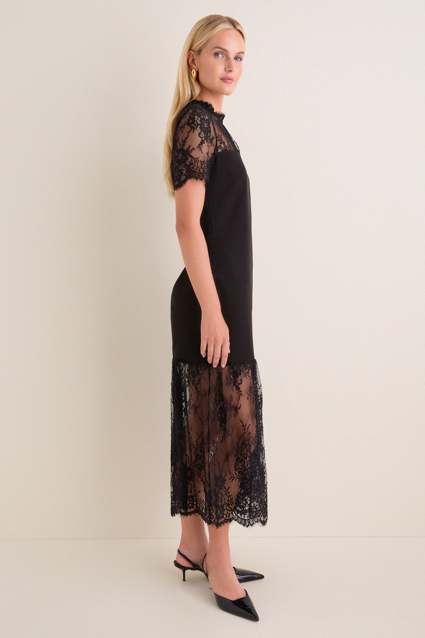 Black Lace Adelia Midi Dress