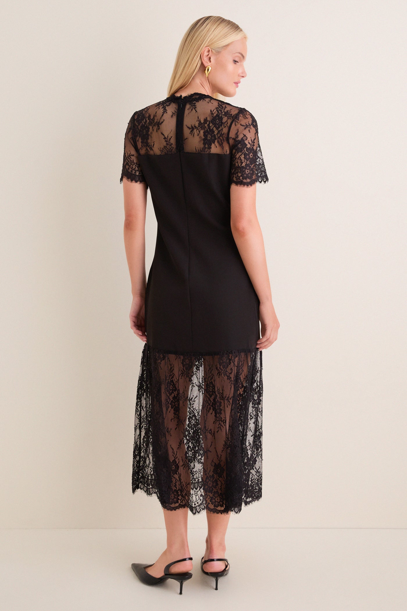 Black Lace Adelia Midi Dress