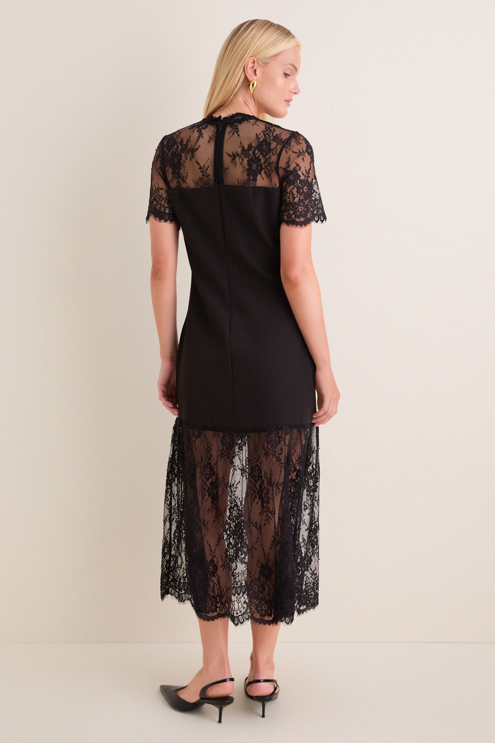 Black Lace Adelia Midi Dress