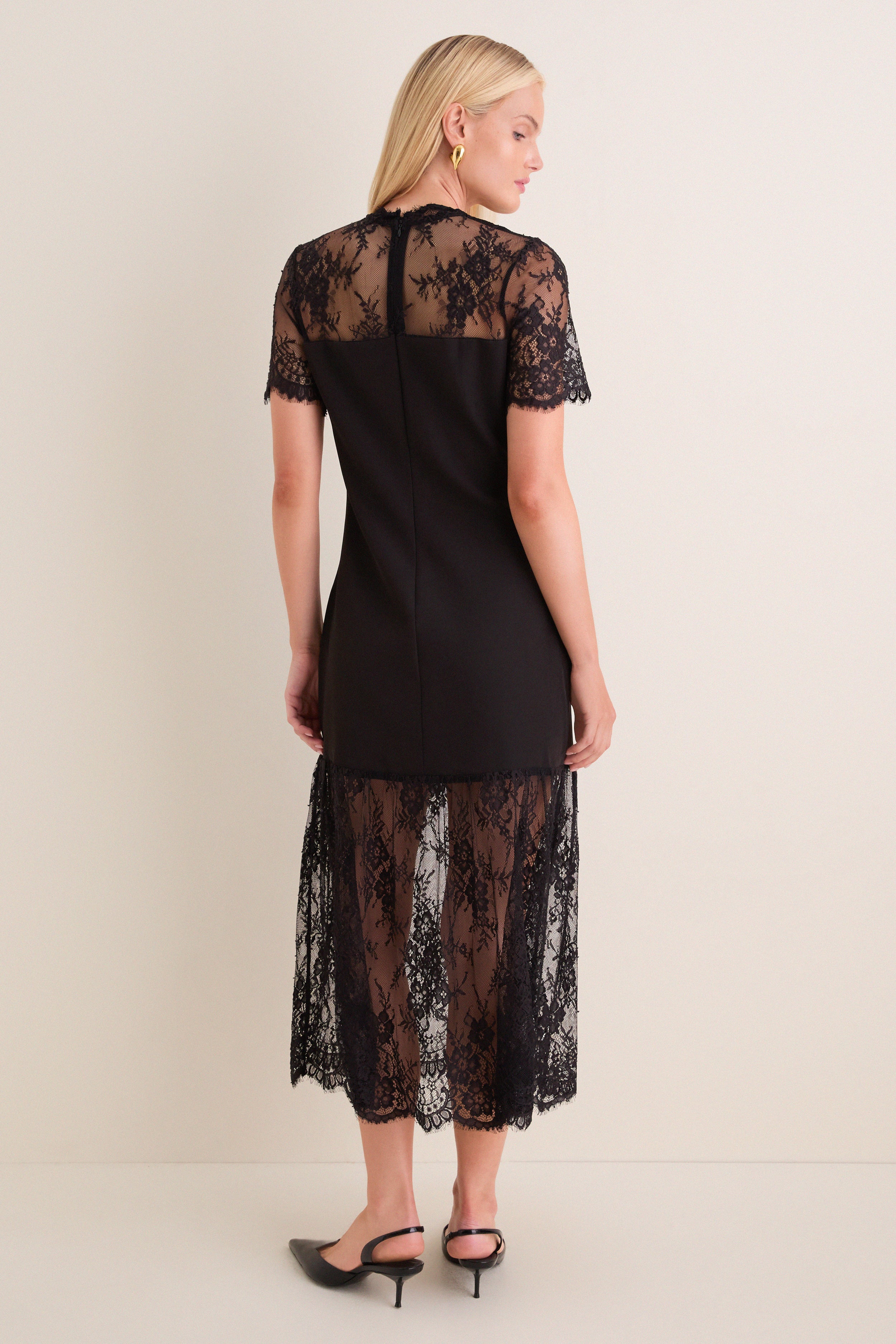 Black Lace Adelia Midi Dress