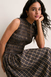 Harvest Tartan Smocked Olivia Midi Dress