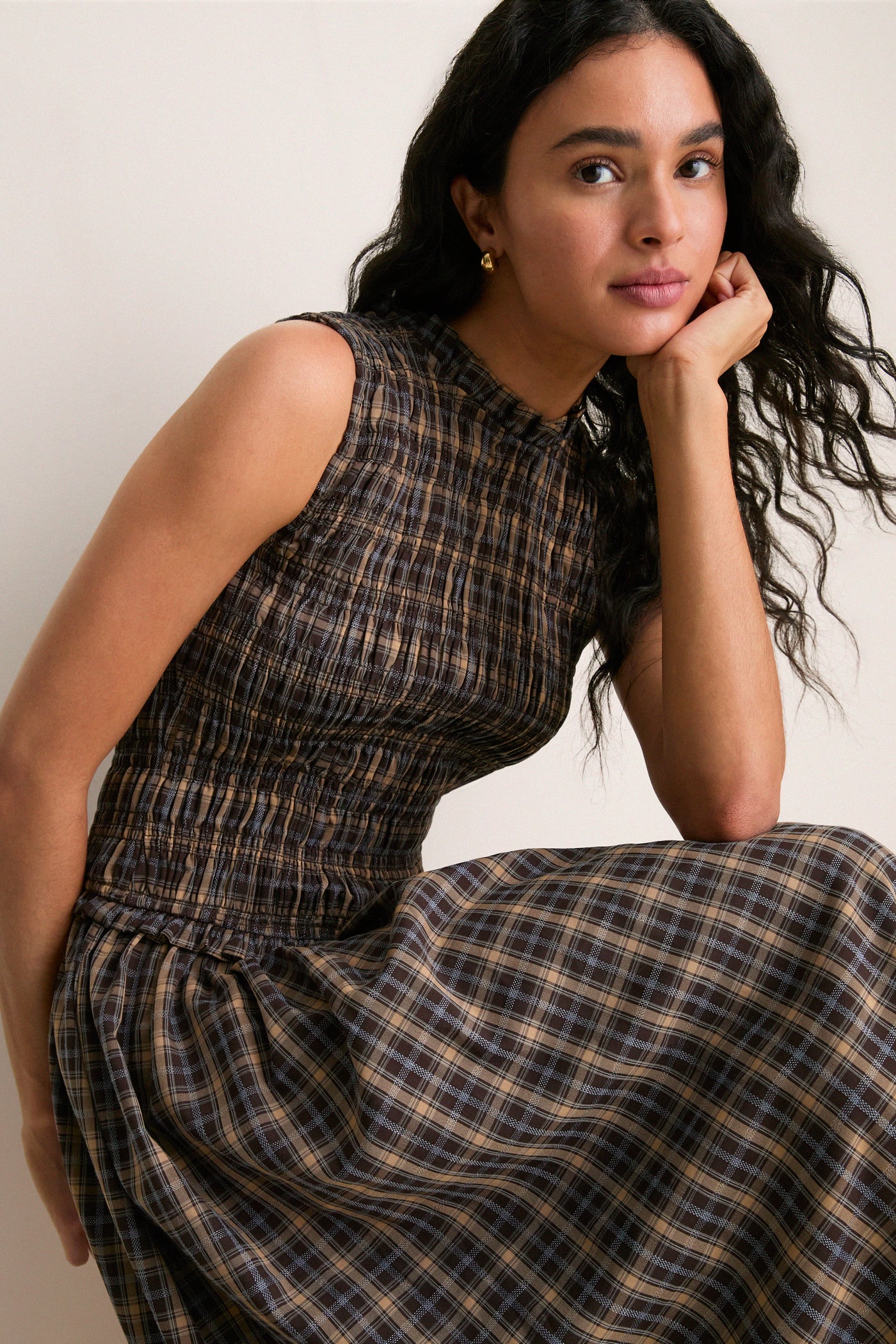 Harvest Tartan Smocked Olivia Midi Dress