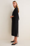 Black Chiffon Asymmetrical Audra Midi Dress