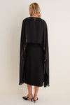 Black Chiffon Asymmetrical Audra Midi Dress
