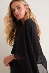 Black Chiffon Asymmetrical Audra Midi Dress