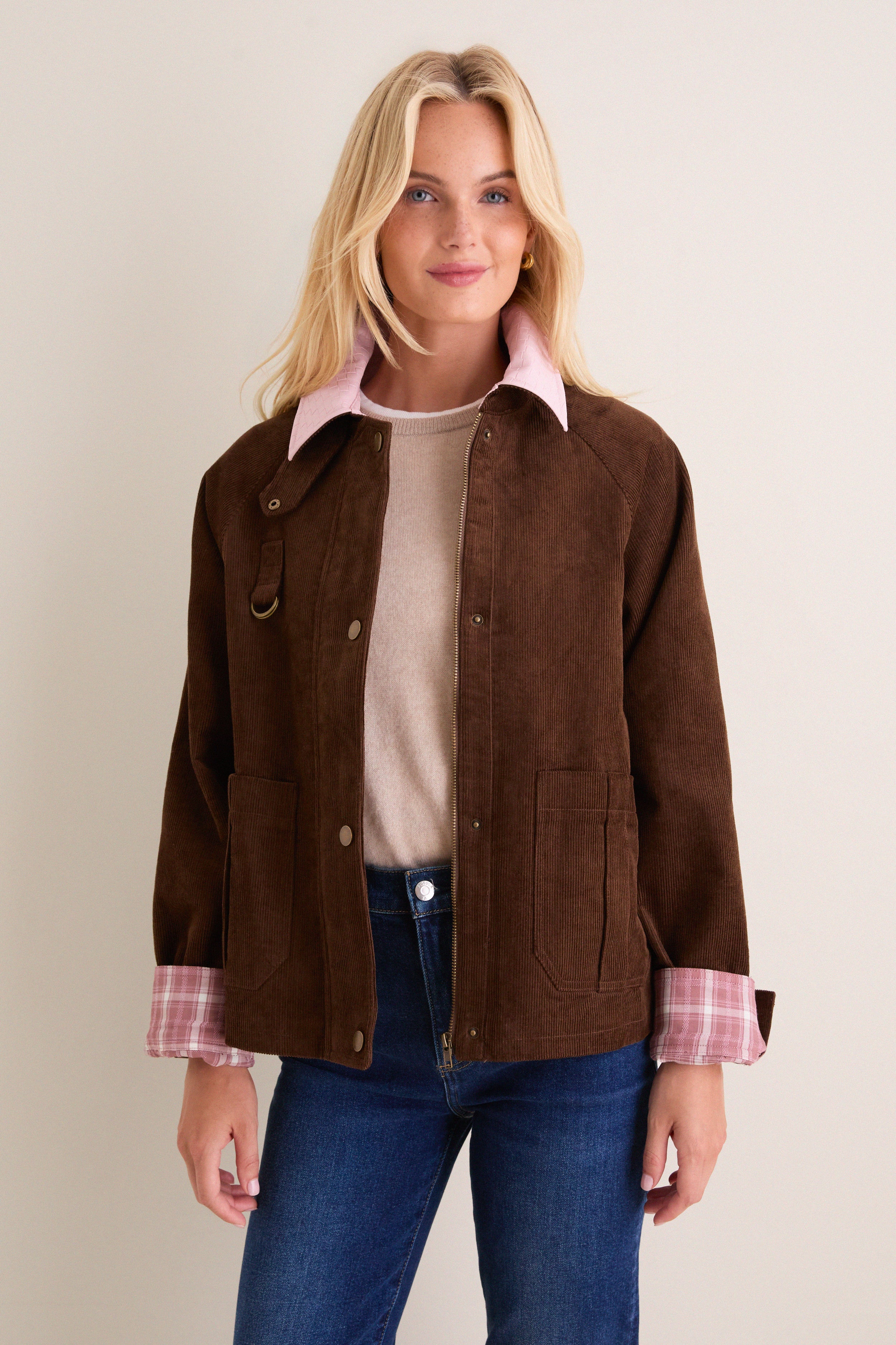 Chocolate Corduroy & Peony Jordan Jacket
