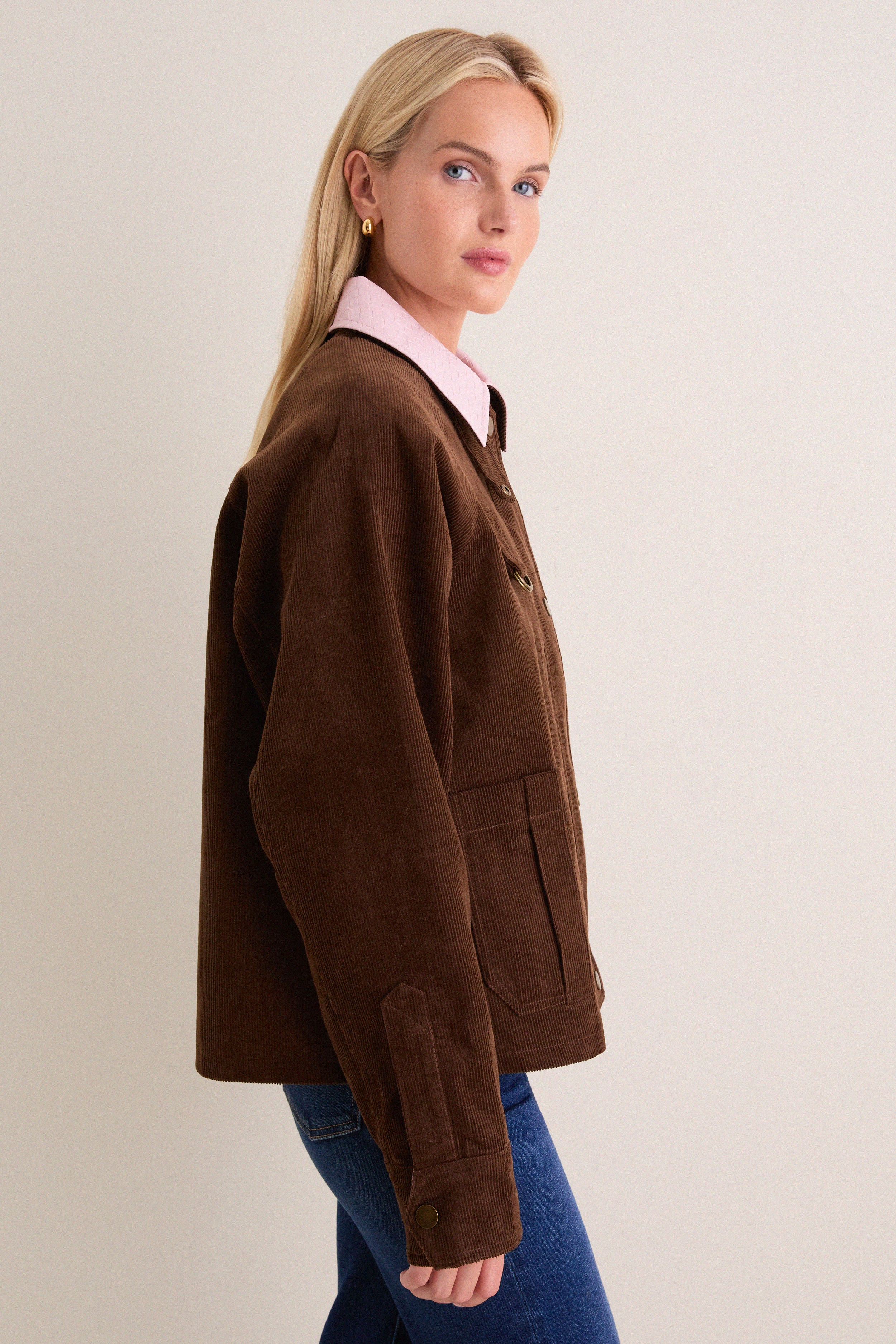 Chocolate Corduroy & Peony Jordan Jacket