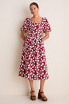 Wildflower Vine Floral Embroidered Mira Midi Dress