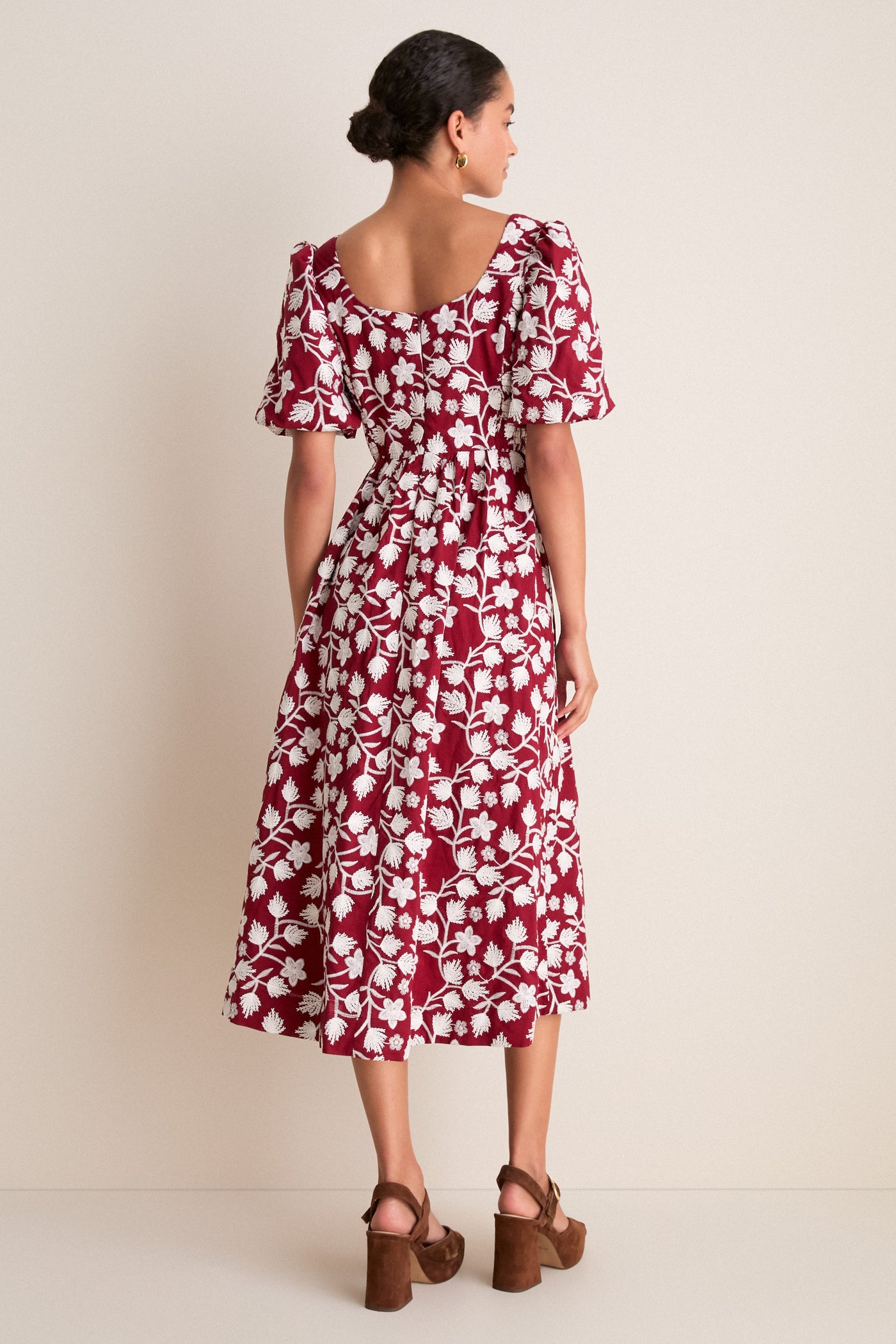 Wildflower Vine Floral Embroidered Mira Midi Dress