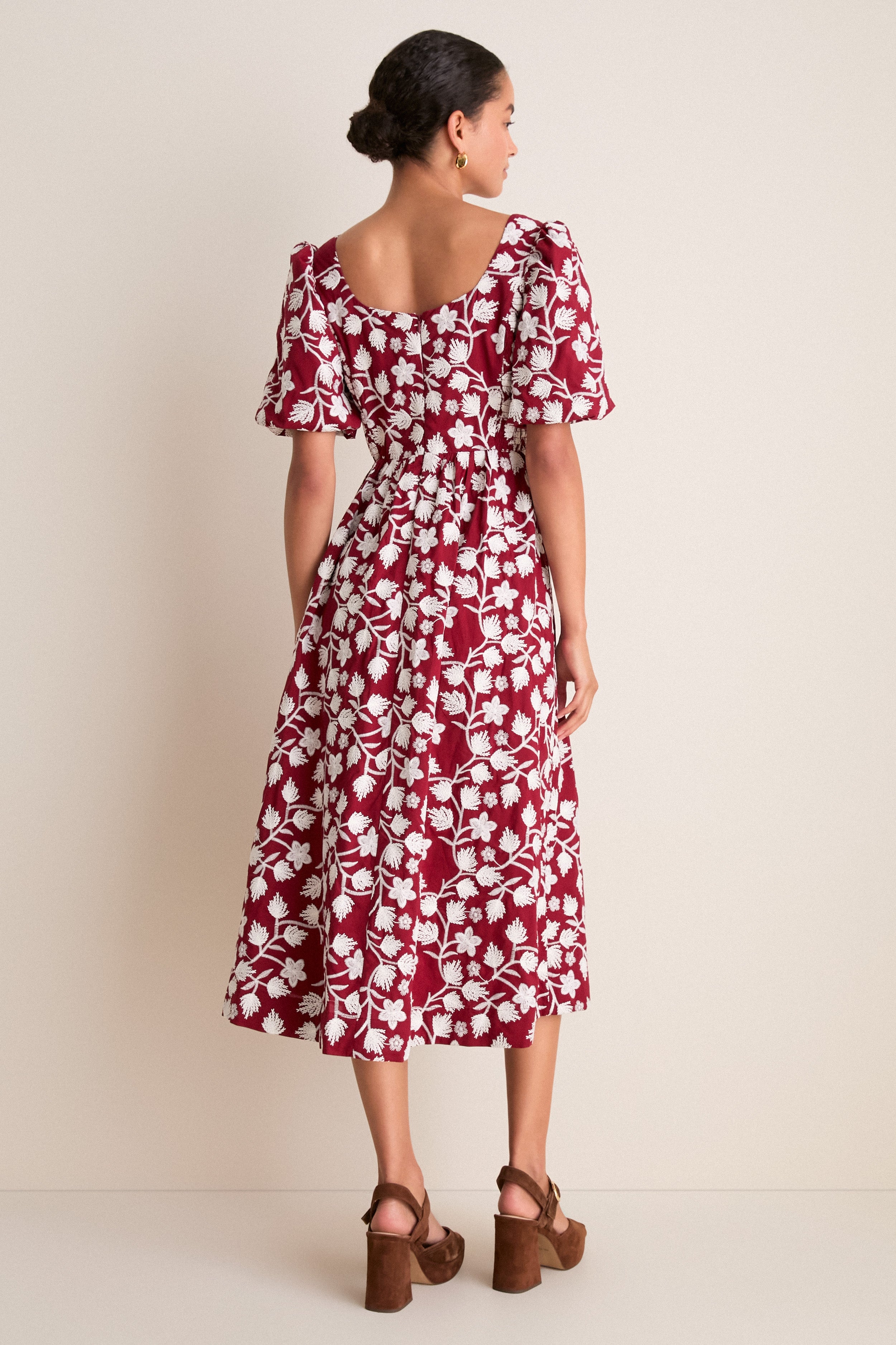 Wildflower Vine Floral Embroidered Mira Midi Dress
