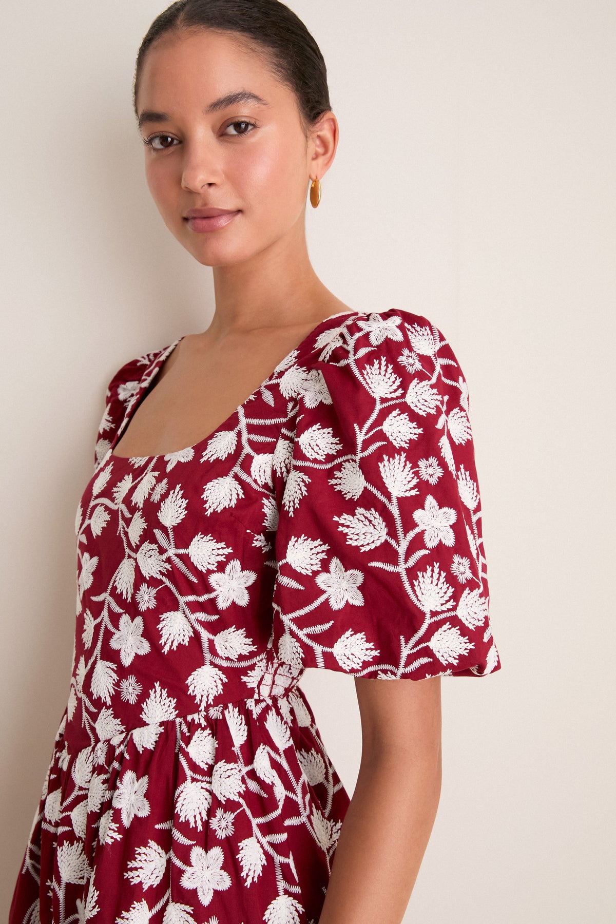 Wildflower Vine Floral Embroidered Mira Midi Dress