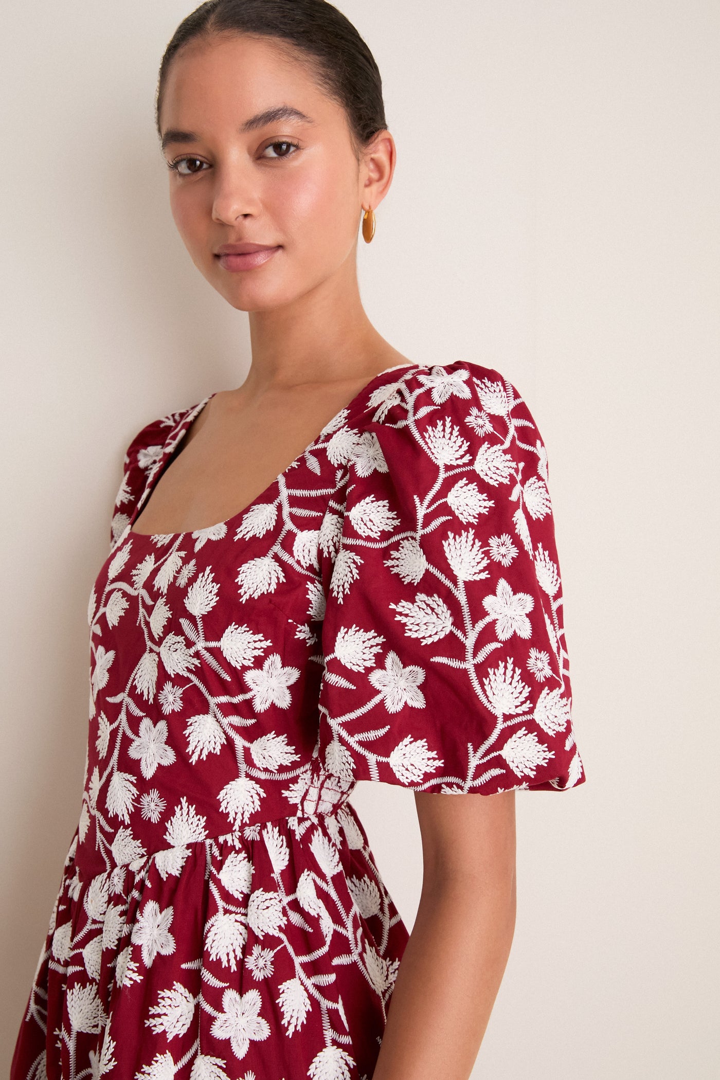 Wildflower Vine Floral Embroidered Mira Midi Dress