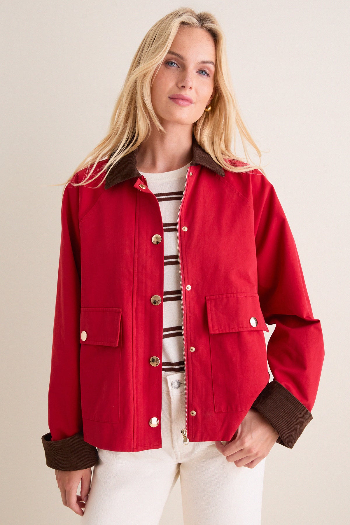 Crimson & Brown Corduroy Trim Liam Chore Jacket