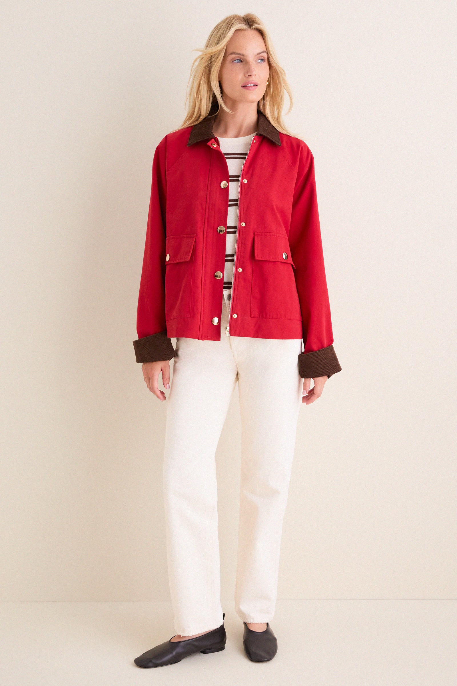 Crimson & Brown Corduroy Trim Liam Chore Jacket