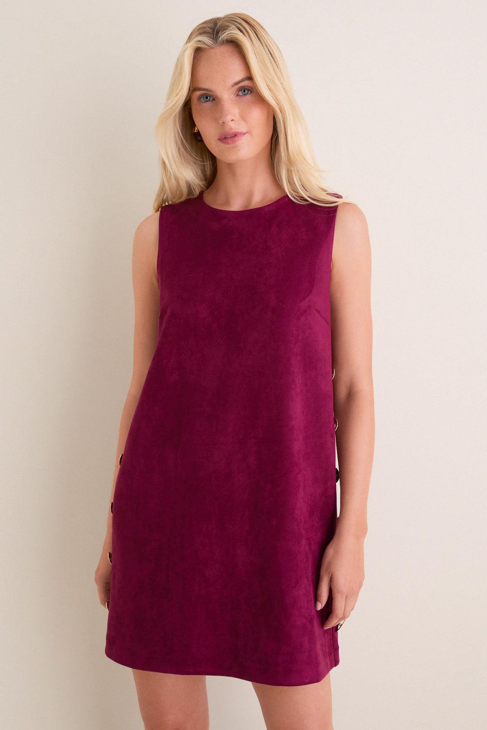 Merlot Faux Suede Button Bitsy Dress