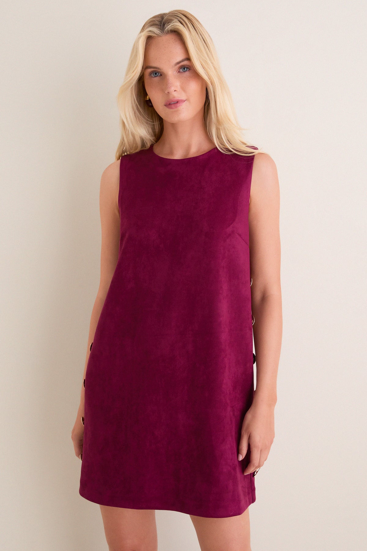 Merlot Faux Suede Button Bitsy Dress