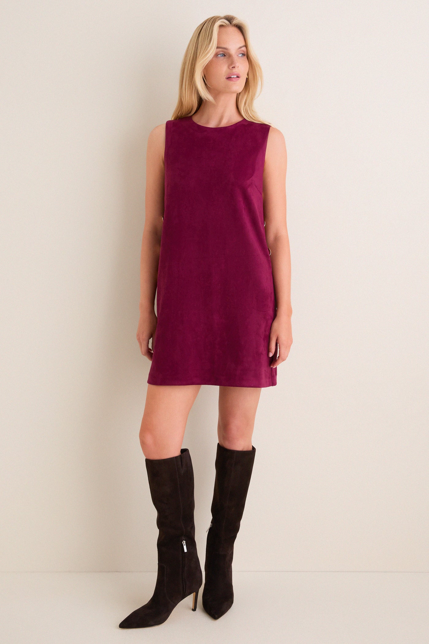 Merlot Faux Suede Button Bitsy Dress