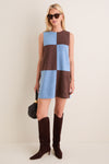 Ice Blue & Chocolate Faux Suede Beth Dress
