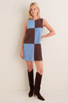 Ice Blue & Chocolate Faux Suede Beth Dress