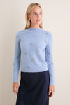 Ice Blue Embellished Bijou Crewneck Sweater