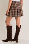 Espresso Plaid Pleated Mini Hollis Skirt