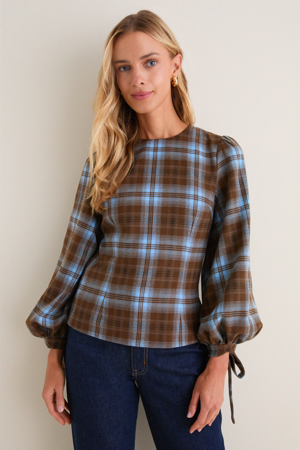 Chocolate Sky Plaid Ellery Blouse