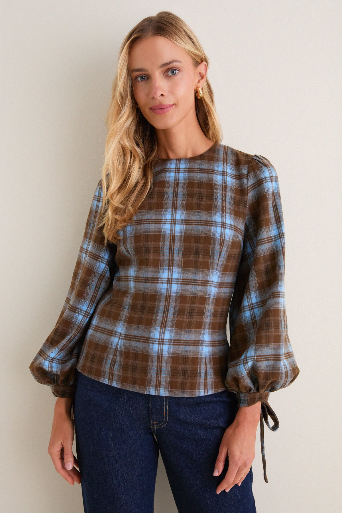 Chocolate Sky Plaid Ellery Blouse