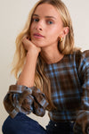 Chocolate Sky Plaid Ellery Blouse