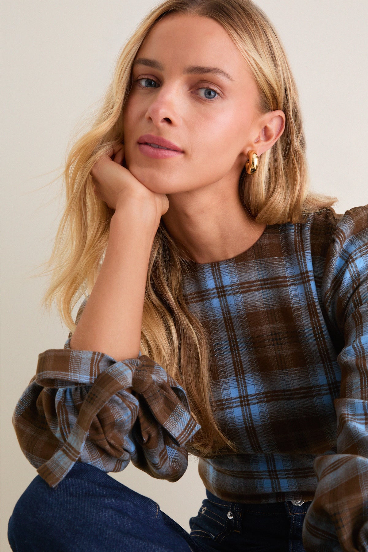 Chocolate Sky Plaid Ellery Blouse